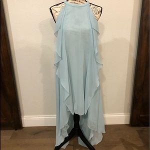 BCBG MAXAZRIA Lovely Teal Chiffon high low dress